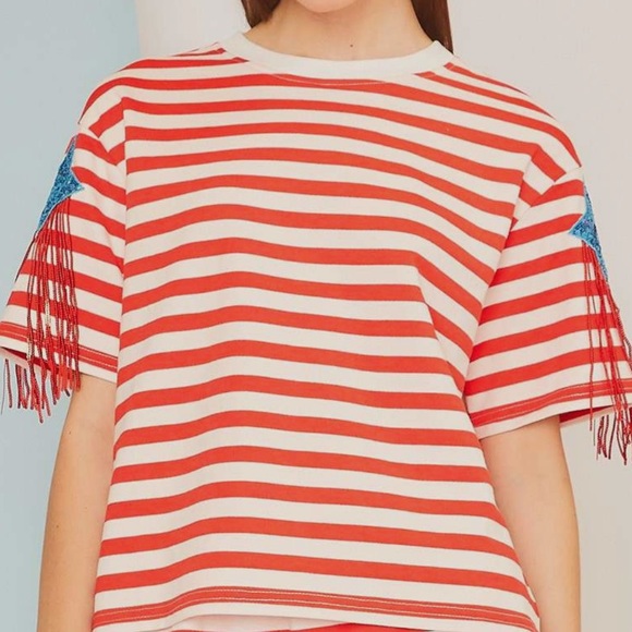 NWT Boutique Main Strip Sequin Star Top - S, M, L - True to size - Picture 3 of 4